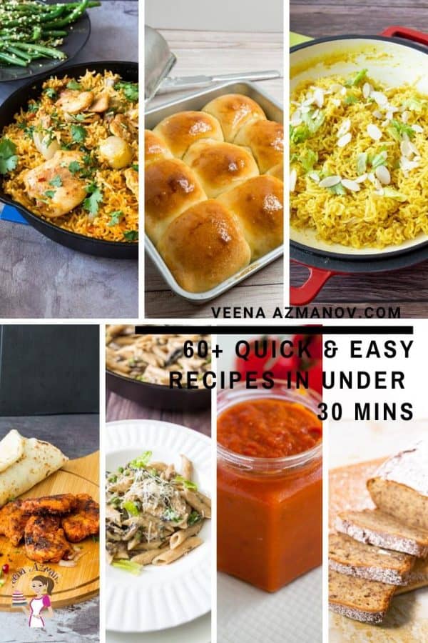 A collage of quick and easy food recipes.