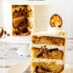 Pinterest image for Easter Cake with Cadbury Eggs.