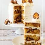 Pinterest image for Easter Cake with Cadbury Eggs.