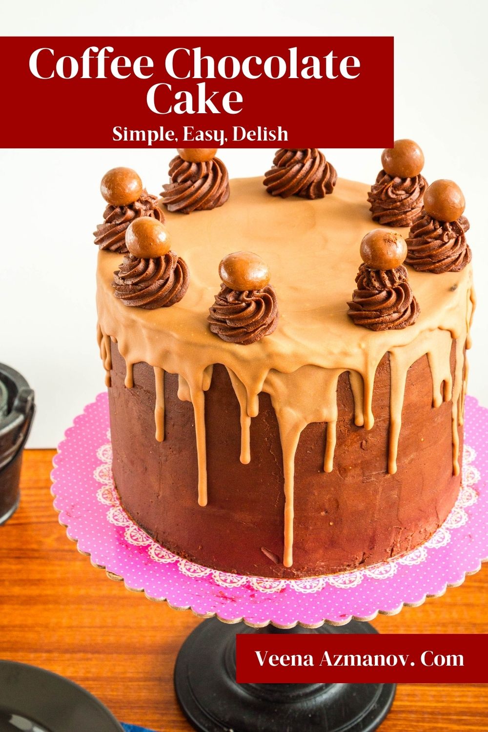 Pinterest image for Coffee Chocolate Cake.