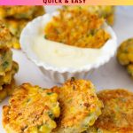 Pinterest image for corn fritters or corn patties.