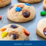 Pinterest image for M&M cookies.