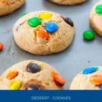 Pinterest image for cookies with M&M candy.