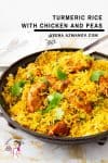 A skillet with chicken and rice.