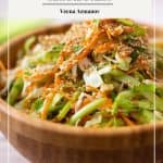 Pinterest image for salad with Asian sesame vinaigrette.