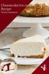 A slice of cheesecake on a plate.