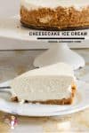A slice of cheesecake on a plate.