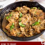 Pinterest image for Chicken with Mushroom Gravy.