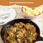 Pinterest image for Chicken with Mushroom Gravy.