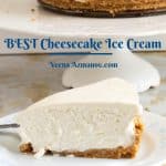 Pinterest image for ice cream cheesecake.