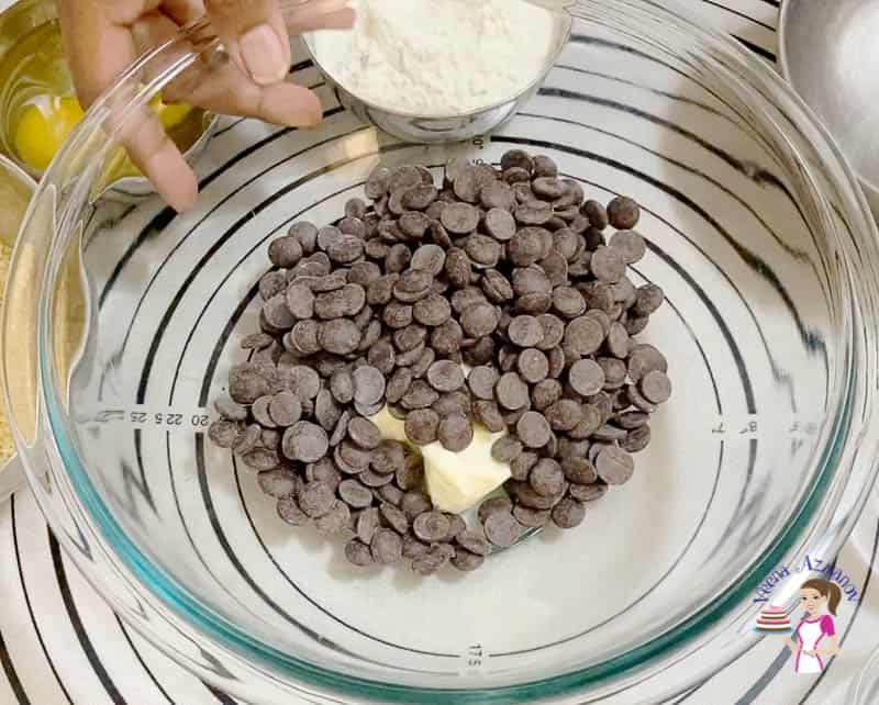 Melt the chocolate and butter for cookies