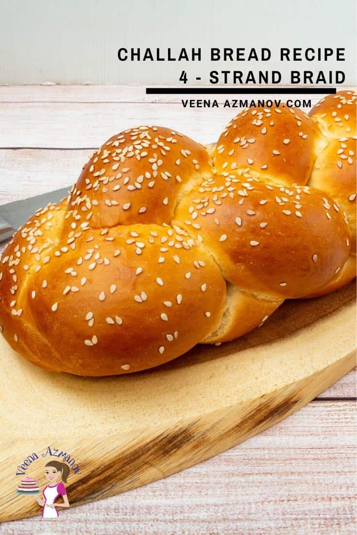 4 Braid Challah Bread - Braided Bread Recipe - Veena Azmanov