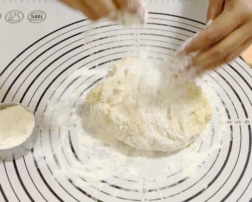 Kneading the dough for the braided challah
