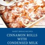 Pinterest image for glazed cinnamon rolls.