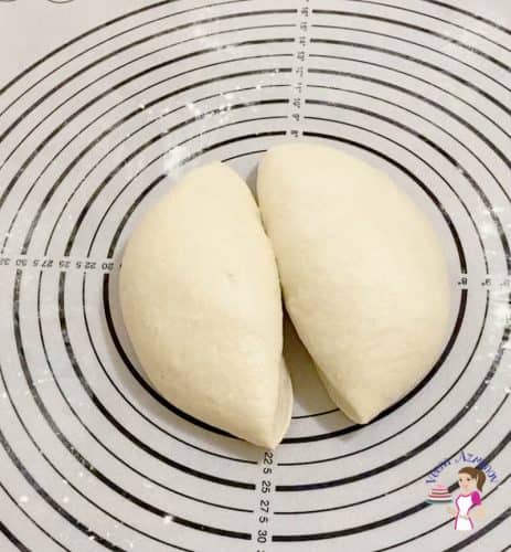 Divide pretzel dough in two portions