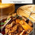 Pinterest image for curry with goat meat mutton.