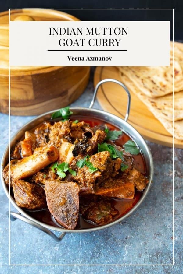 Pinterest image for curry with goat meat mutton.