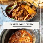 Pinterest image for curry with goat meat mutton.