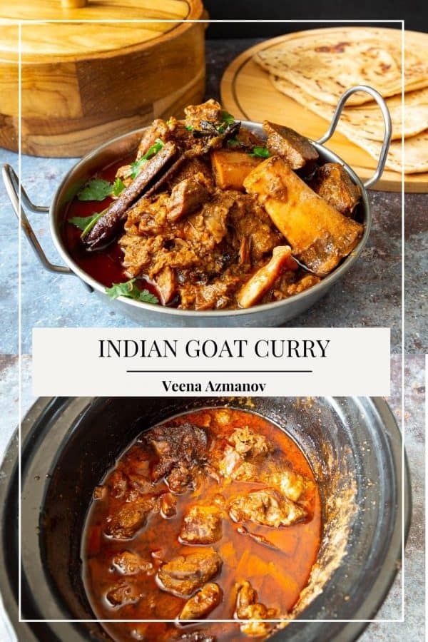 Pinterest image for curry with goat meat mutton.