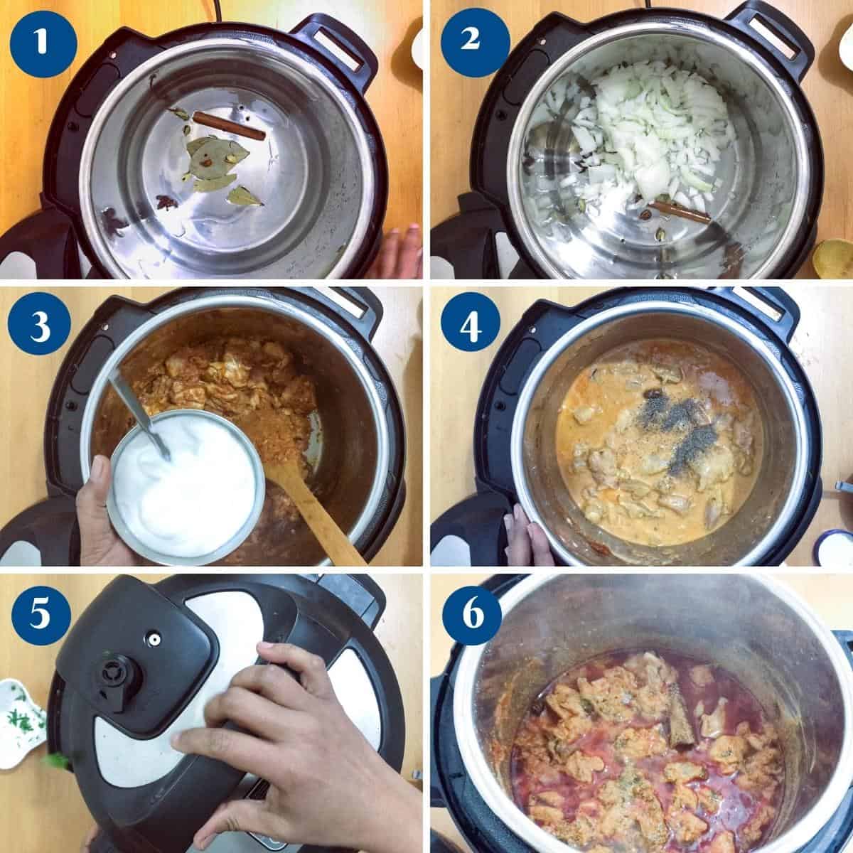 Progress pictures making curry with goat in the instant pot.
