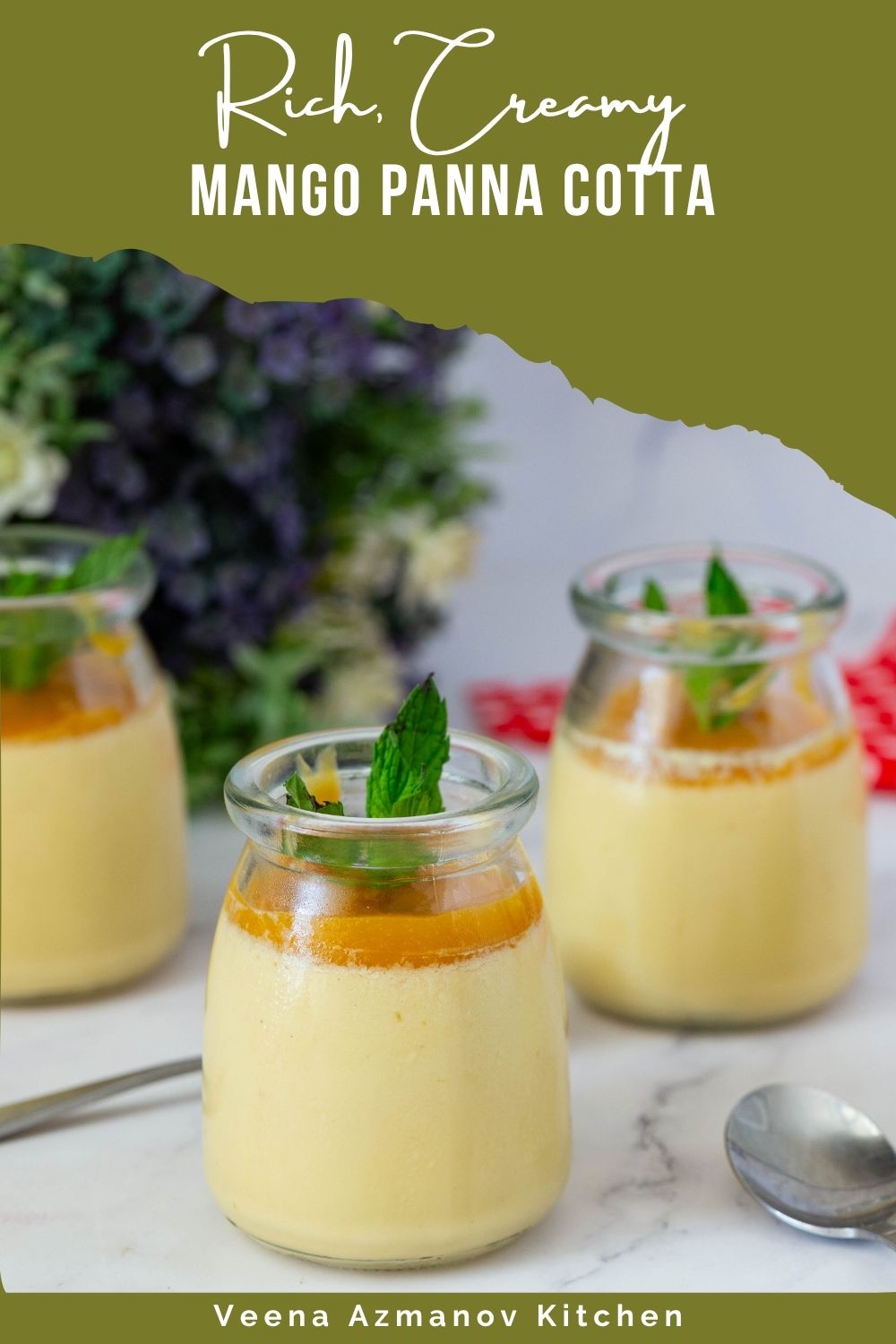 Pinterest image for Mango Panna Cotta Dessert.