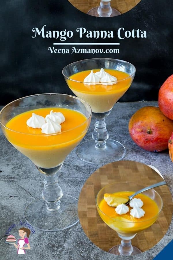 Pinterest image for mango panna cotta.