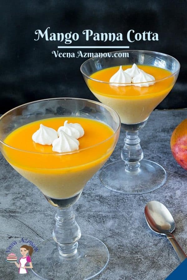 Pinterest image for mango panna cotta.