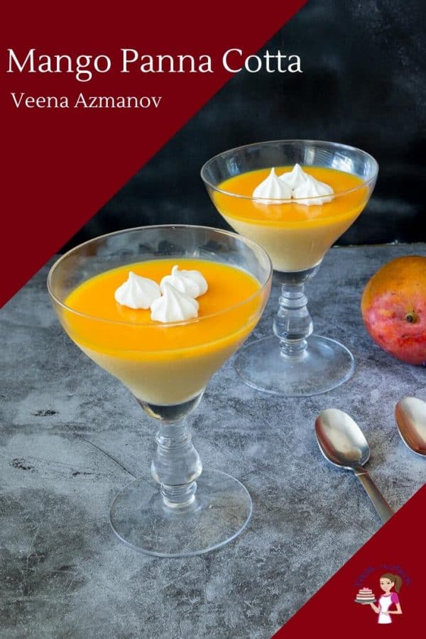 Two wine glasses with Mango Panna cotta