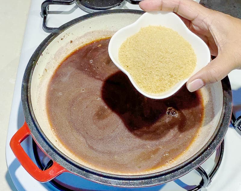 Add the brown sugar to make the balsamic glaze