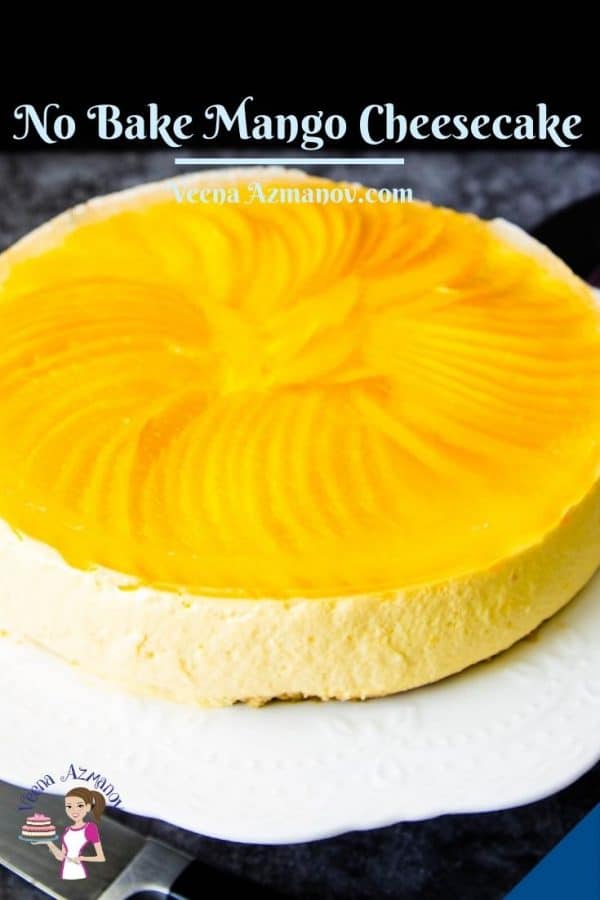 Pinterest image for cheesecake no bake mango.