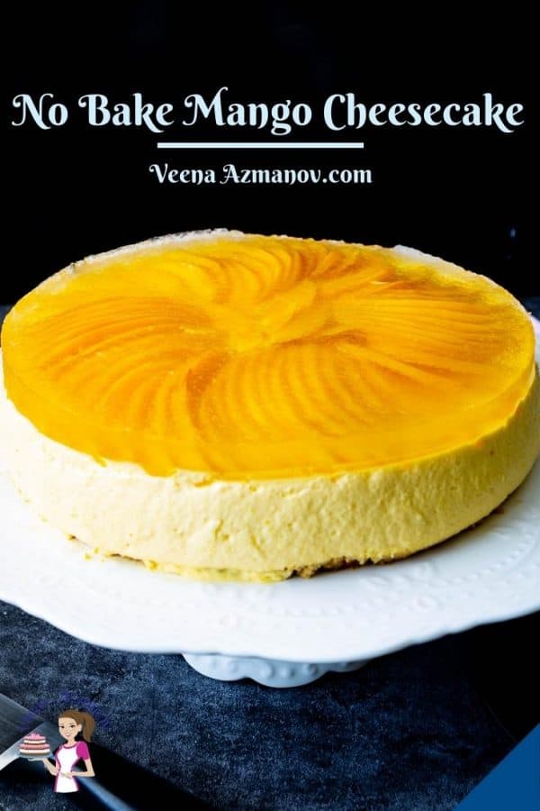 Pinterest image for no bake mango cheesecake.