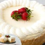 Pinterest image for frosted no bake cheesecake.
