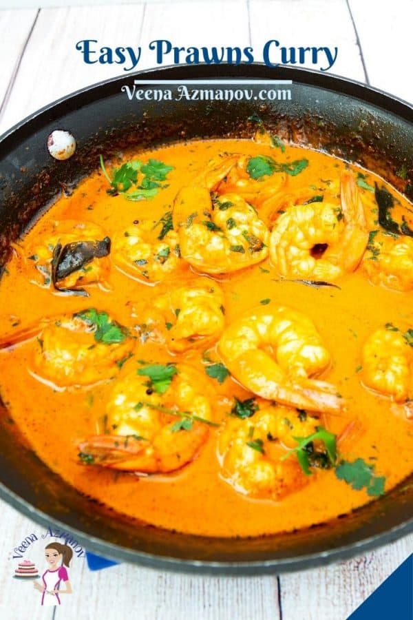 Pinterest image for Curry with Shrimp Prawns.