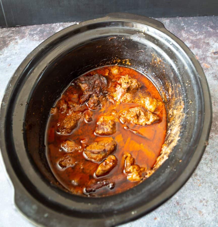 A pot with lamb curry.