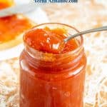 Pinterest image for peach jam no pectin.
