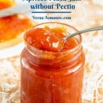 Pinterest image for apricot peach jam.