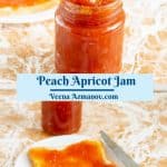 Pinterest image for apricot peach jam.