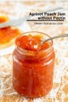 Apricot peach jam in a jar.