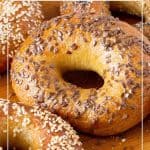 Pinterest image for homemade bagels recipe.