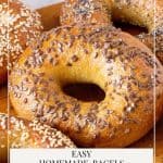 Pinterest image for homemade bagels recipe.