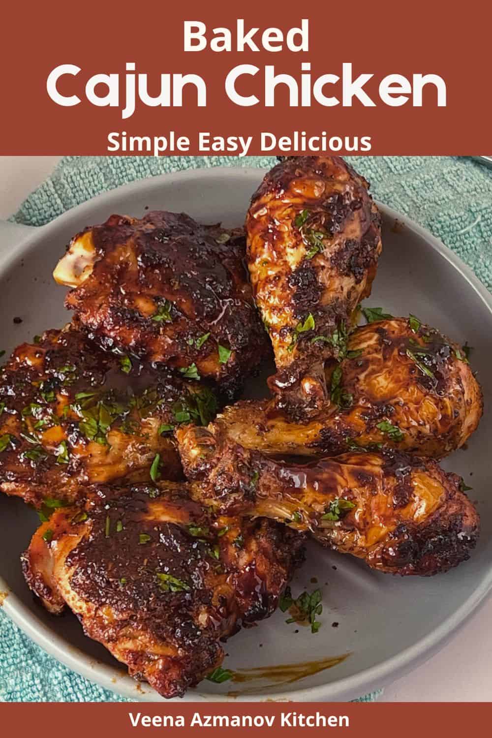 Pinterest image for Baked Cajun Chicken Recipe.