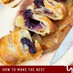 Pinterest image for braided blackberry pastry with frangipane and jam.