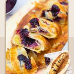 Pinterest image for braided blackberry pastry with frangipane and jam.