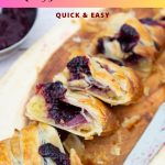 Pinterest image for braided blackberry pastry with frangipane and jam.