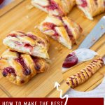 Pinterest image for braided strawberry puff pastry.