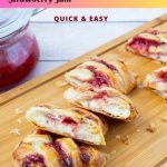 Pinterest image for braided strawberry puff pastry.