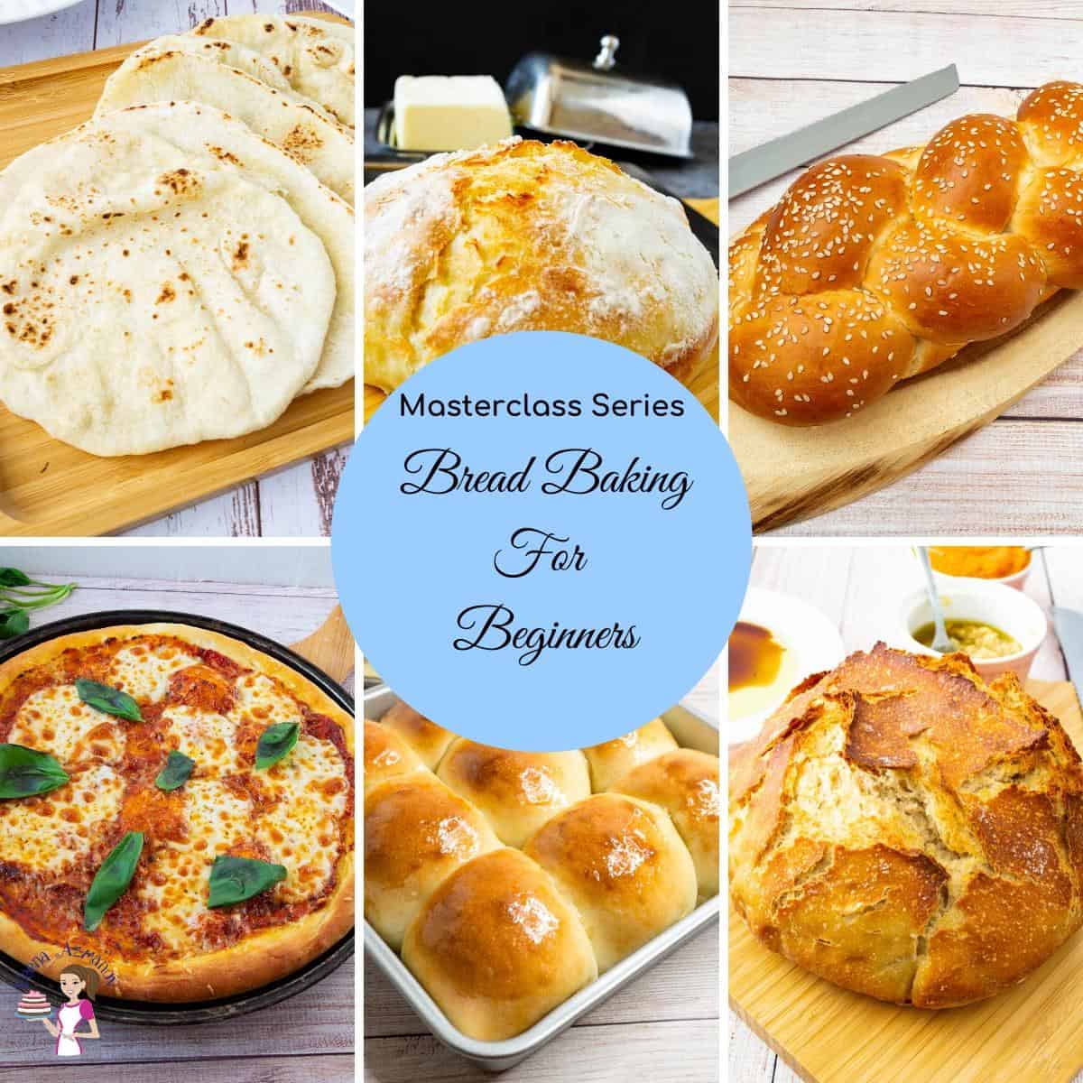 A collage of different types of breads.