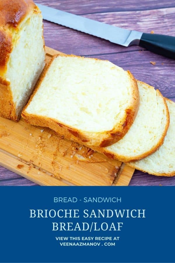 Pinterest image for brioche sandwich bread.