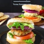 Pinterest image for chicken burgers.