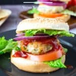 Pinterest image for chicken burgers.